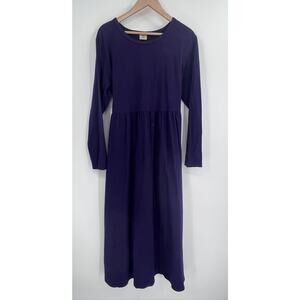 VTG Varsity Sport Solid Purple Long Sleeve 100% Cotton Maxi Dress M Made in USA